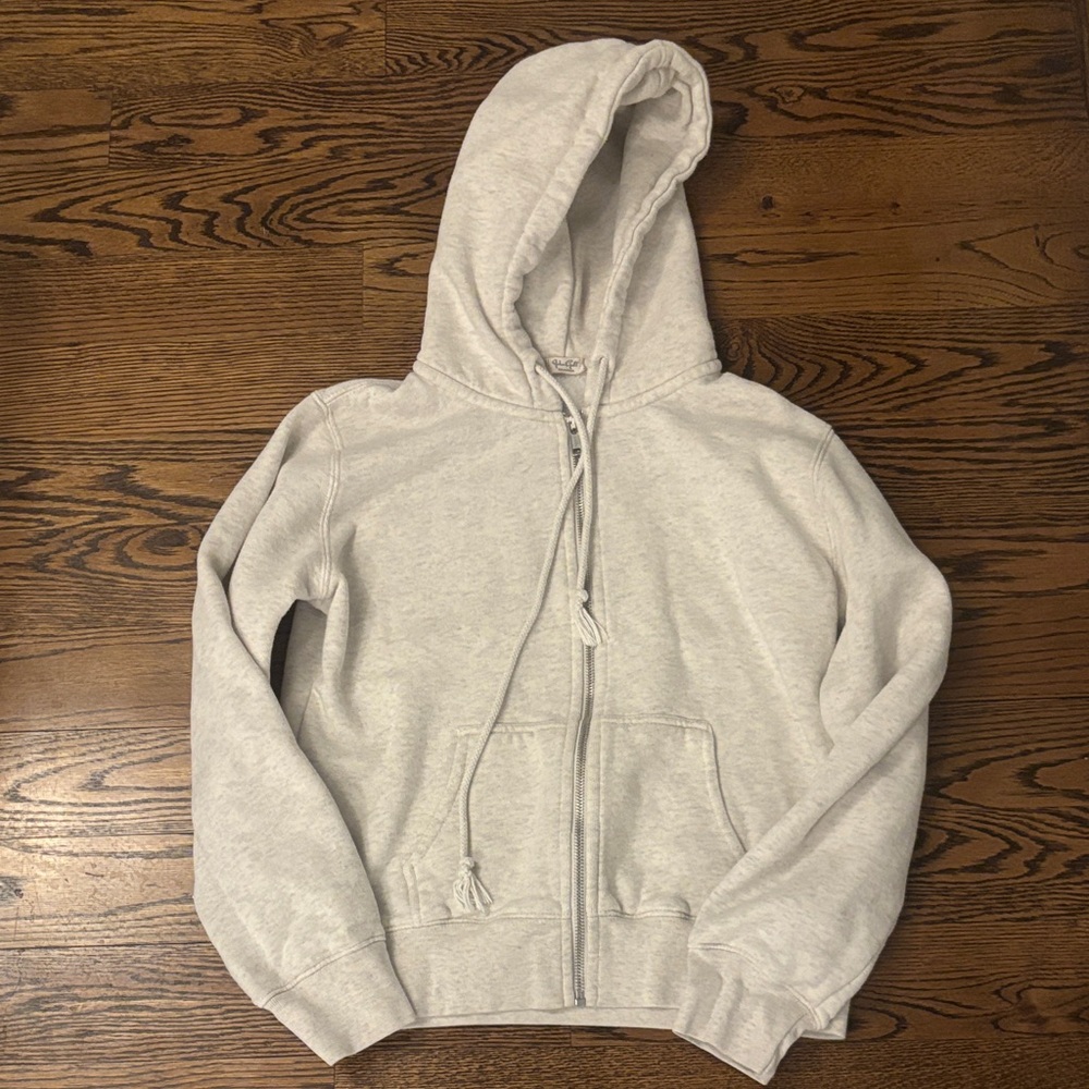 Brandy Melville Light Gray Zip-Up Hoodie
